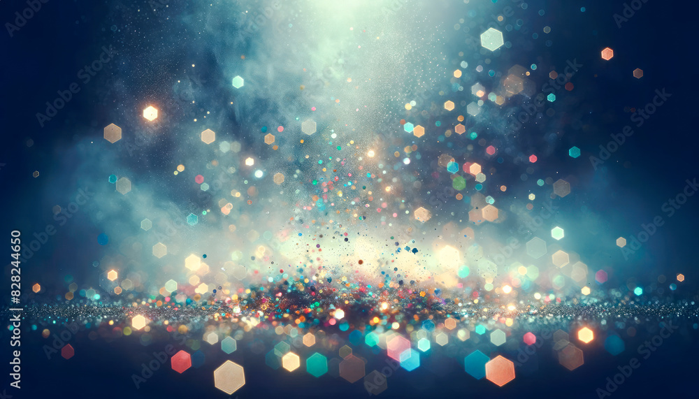 Poster a creative display of sparkling lights and bokeh effect, set against a dark, dreamy background, conc