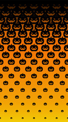 Horizontally seamless pattern with silhouette of Jack-O'-Lantern or pumpkin monster face. Halloween background for vertical videos, social media stories, etc.