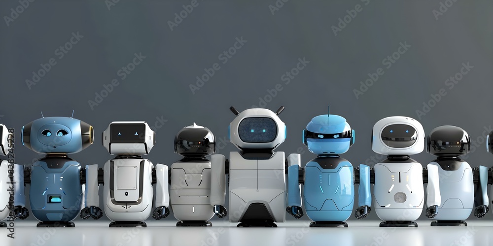 Aufkleber a lineup of futuristic robots ideal for tech and innovation symbolism. concept technology, robotics,