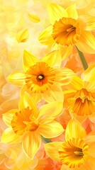Fototapeta premium Vibrant Yellow Spring Flowers Blossoming in Vertical 9 16 Nature Collection