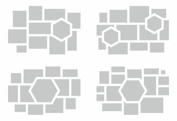 Set Pictures or photos frame collage abstract photo frames and digital photo wall template