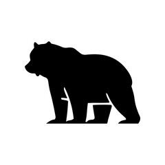 Vector silhouette of a bear in various poses. simple design
