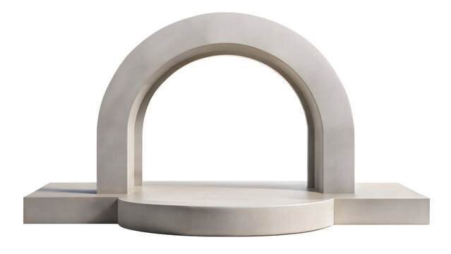 Concrete Arch Podium – Artistic: An artistic concrete arch podium, adding a unique touch to product presentations, isolated on a white background.
 - Powered by Adobe