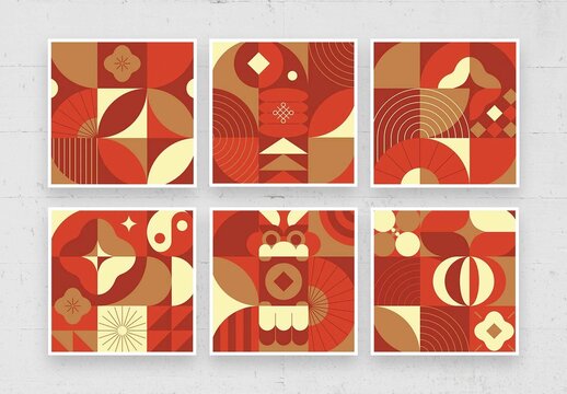Abstract Chinese Patterns Set