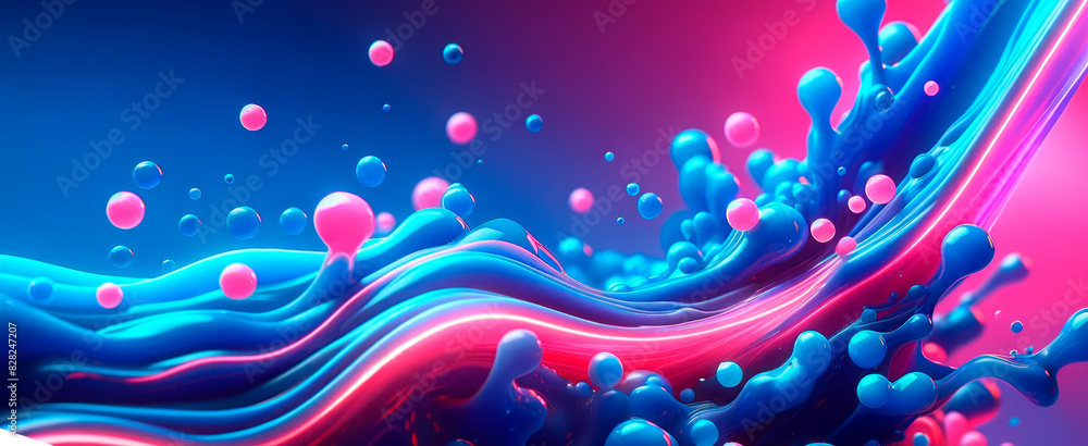 Poster colorful liquid splash, abstract gradient background, concept of dynamics and fluidity. generative a
