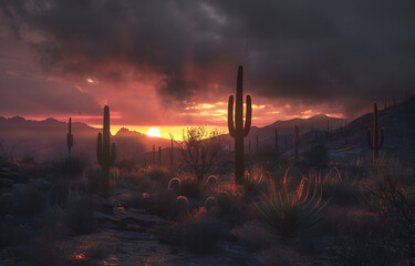 cinematic desert in the evening