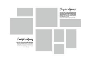 Pictures or photos frame collage. comics page grid layout abstract photo frames and digital photo wall template