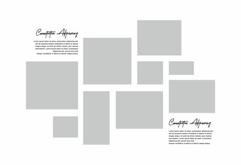 Pictures or photos frame collage. comics page grid layout abstract photo frames and digital photo wall template
