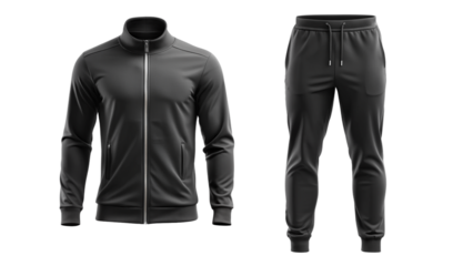 Black Tracksuit Set Mockup isolated PNG on transparent background