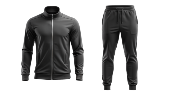 Black Tracksuit Set Mockup isolated PNG on transparent background