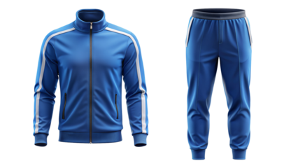 Blue tracksuit set isolated PNG on transparent background