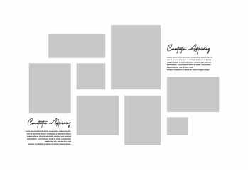 Pictures or photos frame collage. comics page grid layout abstract photo frames and digital photo wall template