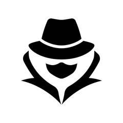 Spy agent hacker icon isolated on white background.