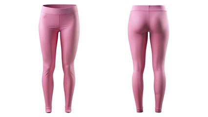 Pink Leggings Mockup - Front and Back View isolated PNG on transparent background