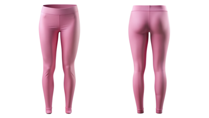 Pink Leggings Mockup - Front and Back View isolated PNG on transparent background