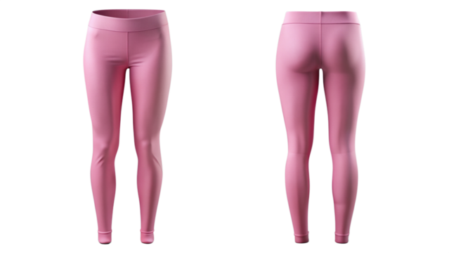 Pink Leggings Mockup - Front and Back View isolated PNG on transparent background