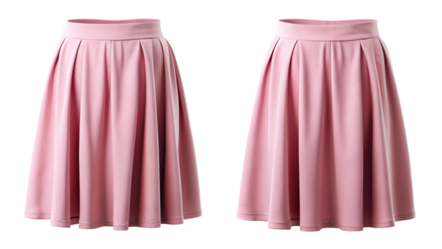 Pink pleated maxi skirt fashion mockup isolated PNG on transparent background