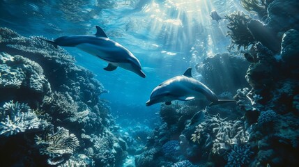 Obraz premium Highlight the importance of marine conservation with compelling marine conservation visuals. Showcase the beauty of marine life and the threats facing ocean ecosystems, using minimalist imagery to