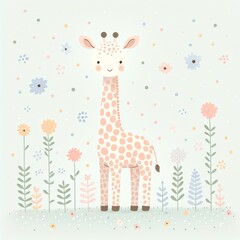 A cute illustration of a giraffe