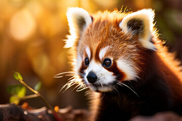 Obraz premium red panda eating bamboo