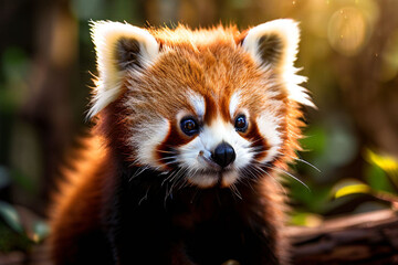 Fototapeta premium red panda eating bamboo