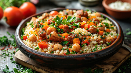 A plate of couscous traditional algerian dish