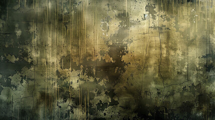 Time-Worn Splendor. Antique Gold and Olive Grunge Texture for Artistic and Vintage Projects. Old dirty surface.