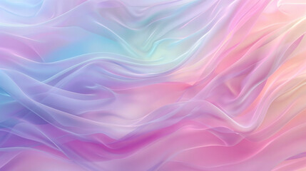 Fototapeta premium Soft Pastel Background and Vibrant Silk Waves. Lush Pastel Flowing Fabric Background with Dreamlike Translucent Textures. 