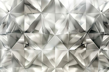 Sophisticated geometric diamond design with a shimmering silver to platinum gradient.