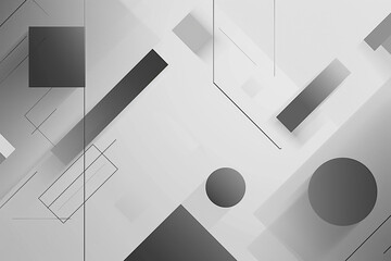 Modern minimalist abstract background featuring geometric shapes in grayscale tones.