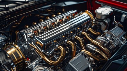 Fototapeta premium High-performance engines in sports cars, supercars, muscle cars, and racing vehicles