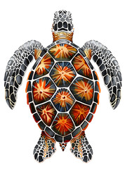 Close-up of a Sea Turtle, cut out