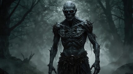 Fototapeta premium Dark halloween The devil lives in the forest. Spirits that live in the forest, mysterious things