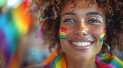 A person wearing a Pride cape and smiling at a festival - Powered by Adobe