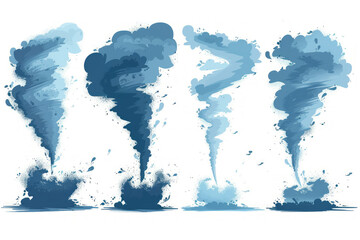 Obraz premium stages of tornado formation: from clouds to funnel clouds.