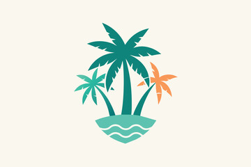 Vector logo and print design templates, summer palms, tropical hand drawn illustrations, tropical surfing concept, vacation and travel, palm trees