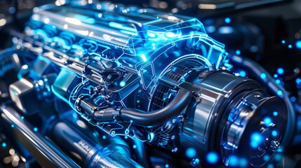 Cutting-edge engine technology. hybrid, electric, and hydrogen innovations for sustainable future