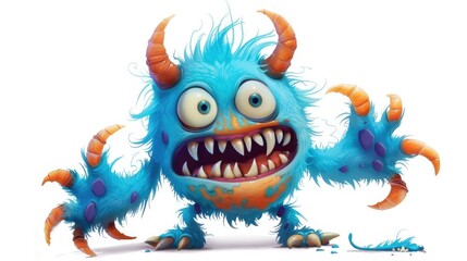 Adorable Cartoon Monster Character on a White Background