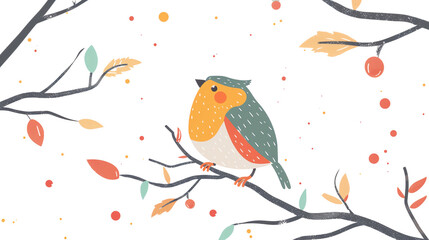 birds on a branch on white transparent background