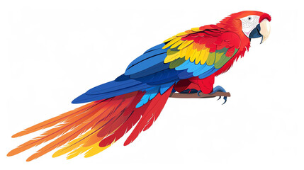 Fototapeta premium red and yellow macaw on white transparent background