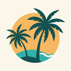 Vector logo and print design templates, summer palms, tropical hand drawn illustrations, tropical surfing concept, vacation and travel, palm trees