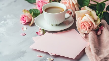 A steaming cup of coffee, possibly flavored with rose petals or enjoyed with a rose