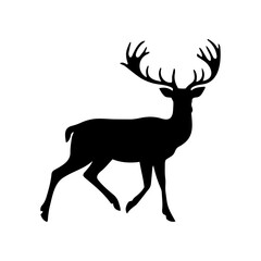 Obraz premium Vector silhouette of a deer in an elegant pose. simple design
