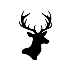 Beautiful deer head and horn silhouette vector simple design