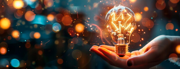 The teacher guides the student's hand, a glowing light bulb symbolizing a spark of understanding.