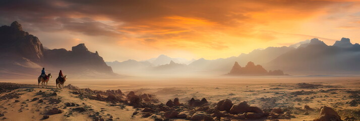 Focus on the lives of nomadic travelers, their unique cultures, and the landscapes they traverse . Generative AI