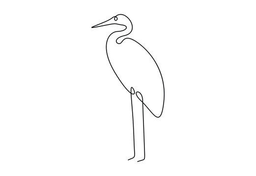 recommend clip art: Heron bird in one continuous line drawing vector illustration