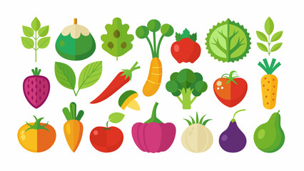 Fototapeta premium Vegetables Icons on a white background