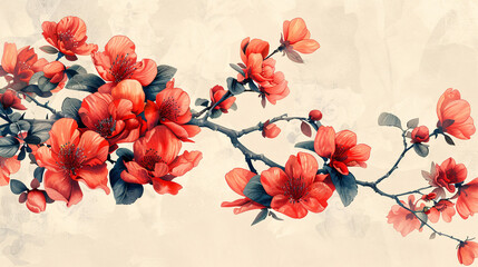 Illustration of a vintage red rose graphic motif