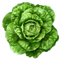 Obraz premium A fresh, green head of lettuce with tightly packed leaves. Perfect for salads, sandwiches, or other recipes.